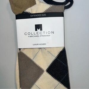 Michael Strahan’s Men's Argyle Socks - Cream, Tan Size 13-15